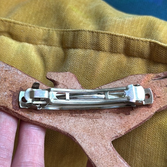 Vintage handmade tooled leather hair clip